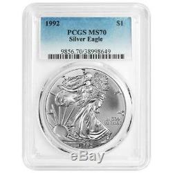 1992 $1 American Silver Eagle PCGS MS70 Blue Label