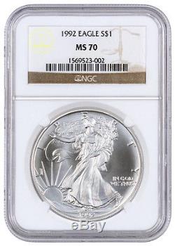1992 1 Troy Oz American Silver Eagle NGC MS70 (Mint State 70) SKU21710