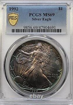 1992 American Silver Eagle Monster Toned PCGS MS69