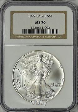 1992 American Silver Eagle NGC MS70