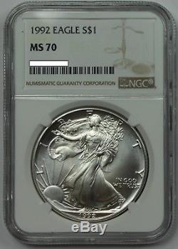 1992 American Silver Eagle NGC MS70 ASE $1 Key Date. 999 1oz Bullion US Coin
