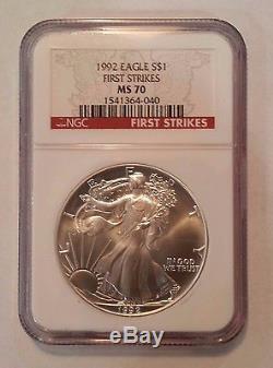 1992 American Silver Eagle NGC MS70 First Strikes Rare Label