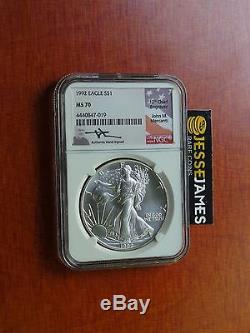 1992 American Silver Eagle Ngc Ms70 Mercanti Signed Beautiful Coin Low Pop 2