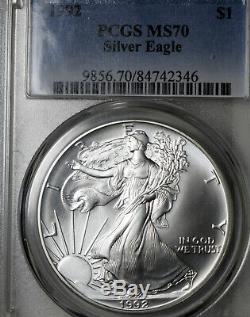 1992 MS70 American Silver Eagle $1 ASE, PCGS Graded