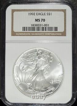 1992 NGC MS 70 American Silver Eagle? Uncirculated? 001