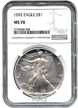 1992 Silver Eagle $1 NGC MS70 American Eagle Silver Dollar ASE