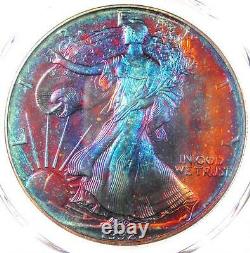 1992 Toned American Silver Eagle Dollar $1 ASE PCGS MS68 Rainbow Toning