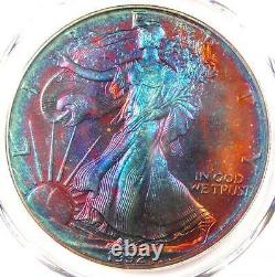 1992 Toned American Silver Eagle Dollar $1 ASE PCGS MS68 Rainbow Toning