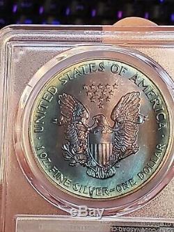 1993 $1 PCGS MS68 1oz American Eagle Silver Dollar, Amazing Toning on Both Sides