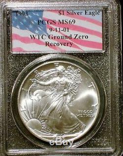 1993 911 American Silver Eagle Wtc Ground Zero Recovery Ms69 Very Rare