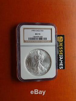 1993 American Silver Eagle Ngc Ms70 Top Pop Beautiful Coin