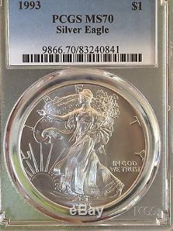 1993 American Silver Eagle Ms70 Wow Pop 1 Of Only 3