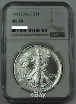 1993 American Silver Eagle NGC MS70 ASE $1 Key Date. 999 1oz Bullion US Coin