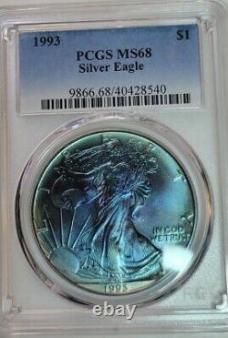 1993 American Silver Eagle PCGS MS68 Monster Toned
