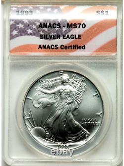1993 Ms 70 American Silver Eagle Extremely Rare In This Grade Flawless