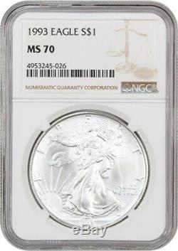 1993 Silver Eagle $1 NGC MS70 American Eagle Silver Dollar ASE