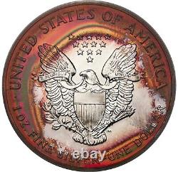 1993 Silver Eagle Dollar PCGS MS67 Extravagant Red Sunkissed Tone Great Luster