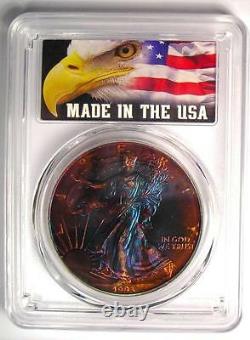 1993 Toned American Silver Eagle Dollar $1 ASE PCGS MS68 Rainbow Toning