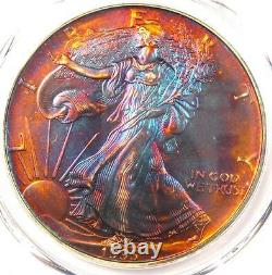 1993 Toned American Silver Eagle Dollar $1 ASE PCGS MS68 Rainbow Toning