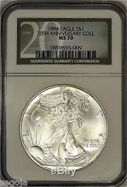 1994 American Silver Eagle 20th Anniversary Collection NGC MS70 Very Scarce