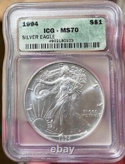 1994 American Silver Eagle ICG MS-70 Rare Key Date