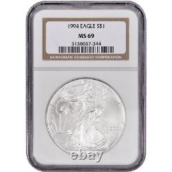 1994 American Silver Eagle NGC MS69