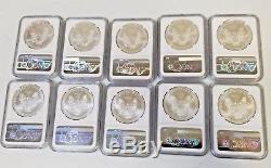 1994 NGC MS69 SILVER AMERICAN EAGLE 1 OZ BULLION COIN LOT of 10 see pics