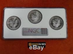 1995 1996 1997 $1 American Silver Eagle Ngc Ms69 Multiholder Better Dates