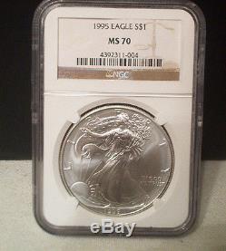 1995 American Silver Eagle $1 Coin Ngc Ms70 / Beautiful / No Milk Spots