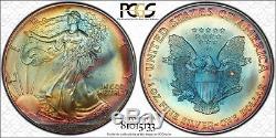 1995 American Silver Eagle MS68 PCGS with Stunning Rainbow Toned on Both Sides