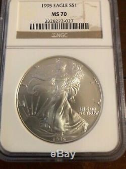1995 American Silver Eagle NGC MS70 Key Date. 999 1oz Bullion US Coin