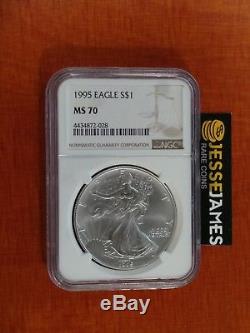 1995 American Silver Eagle Ngc Ms70 Brown Label Low Pop