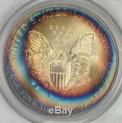 1995 American Silver Eagle Rainbow Toned PCGS MS-68 Regisrty Set Coin FL3-01