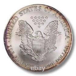 1995 MS 69 American Silver Eagle Rainbow Toned Both Side PCGS Certified Trueview