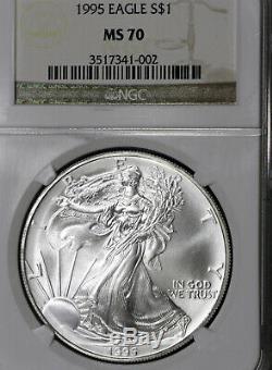 1995 MS70 American Silver Eagle $1 ASE, NGC Graded
