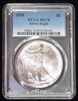 1995 PCGS MS70 Silver AMERICAN EAGLE ASE perfect coin