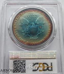 1995 Pcgs Ms68 American Silver Eagle Rainbow Toning