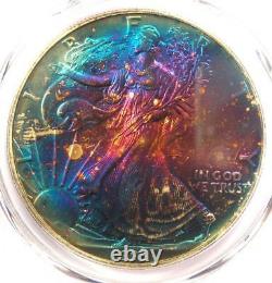 1995 Toned American Silver Eagle Dollar $1 ASE PCGS MS67 Rainbow Toning Coin