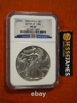 1996 $1 American Silver Eagle Ngc Ms69 25 Years Of Silver Eagles Label
