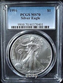 1996 1oz Silver American Eagle Dollar PCGS MS 70