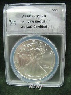 1996 American Silver Eagle ANACS MS 70