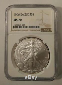 1996 American Silver Eagle NGC MS70 Beautiful Key Date