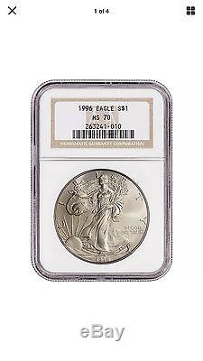 1996 American Silver Eagle NGC MS70. KEY DATE, RARE COIN