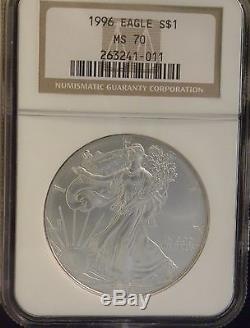 1996 Silver American Eagle 1oz graded NGC MS70
