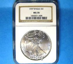 1997 $1 American Silver Eagle NGC MS70 Coin Population ONLY 552