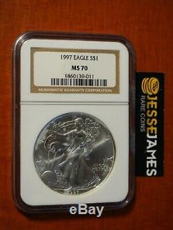 1997 $1 American Silver Eagle Ngc Ms70 Classic Brown Label
