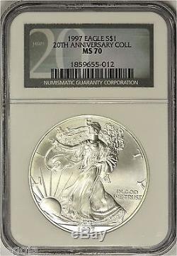 1997 American Silver Eagle 20th Anniversary Collection NGC MS70 Scarce