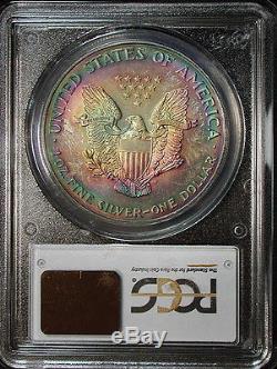 1997 PCGS MS68 Superb Gem Colorful Rainbow Target Toned American Silver Eagle