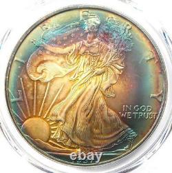 1997 Toned American Silver Eagle Dollar $1 ASE PCGS MS67 Rainbow Toning Coin