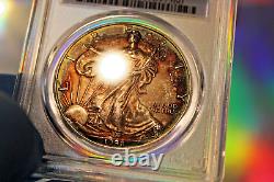 1998 $1 AMERICAN SILVER EAGLE(TARGET TONER+)PCGS MS67 WithA TRU VIEWLOW POP 538